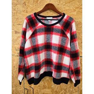 Loveriche Womens 1X Pullover Plaid‎ Flannel Raglan Sweatshirt Comfy Cozy Top